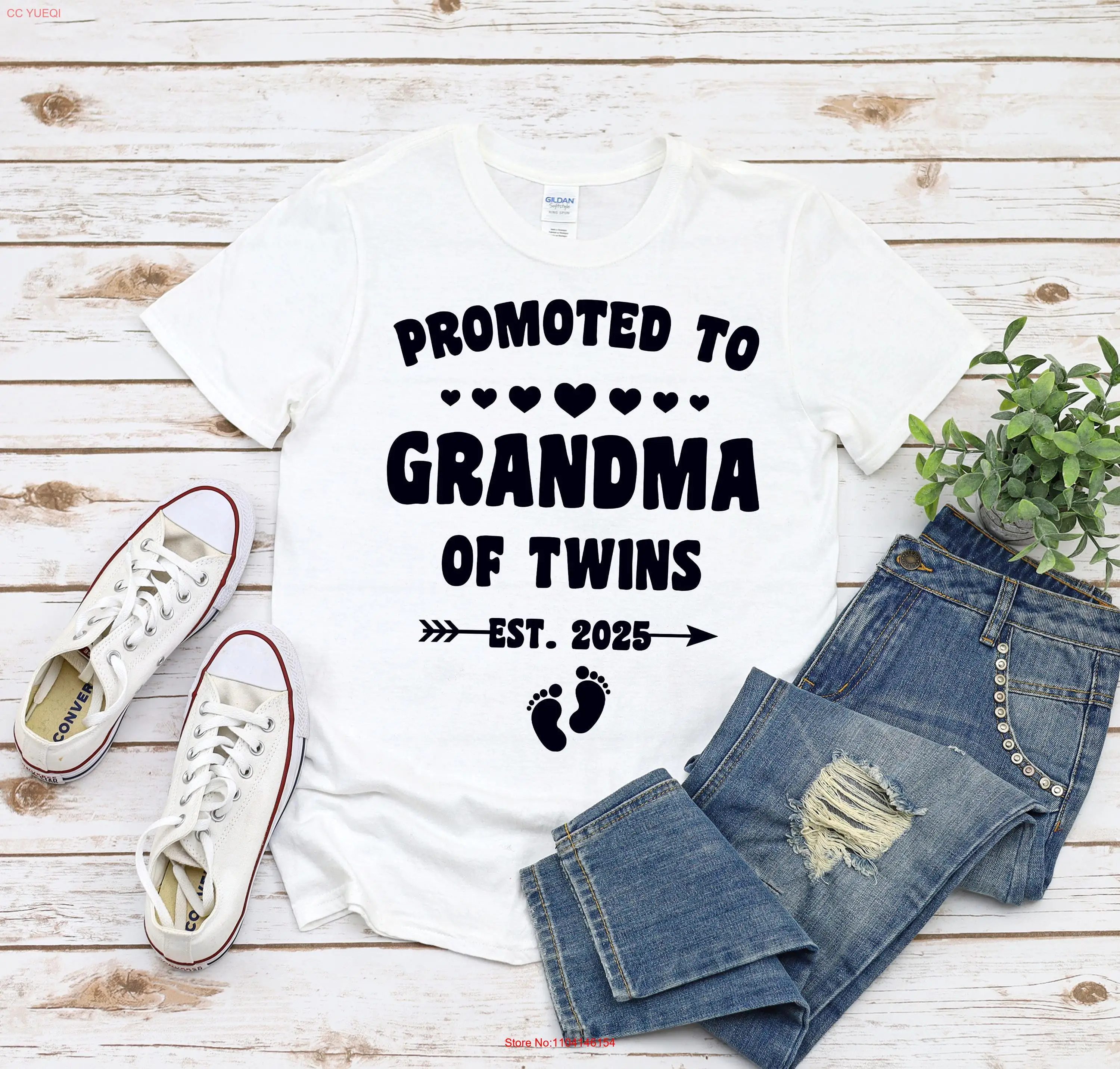 

Grandma Of Twins T Shirt Est 2025 New Pregnancy Announcement s Twin long or short sleeves