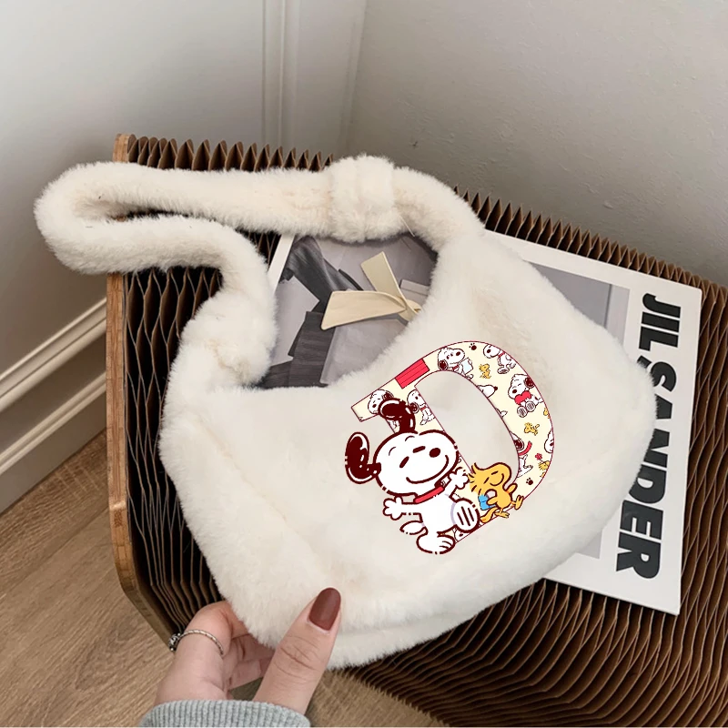 سنوبيس A-Z رسالة أفخم حقيبة كتف لطيف الإناث الشتاء حقيبة كروسبودي سعة كبيرة حقيبة تحت الإبط موضة تخزين أكياس هدية جديد #4