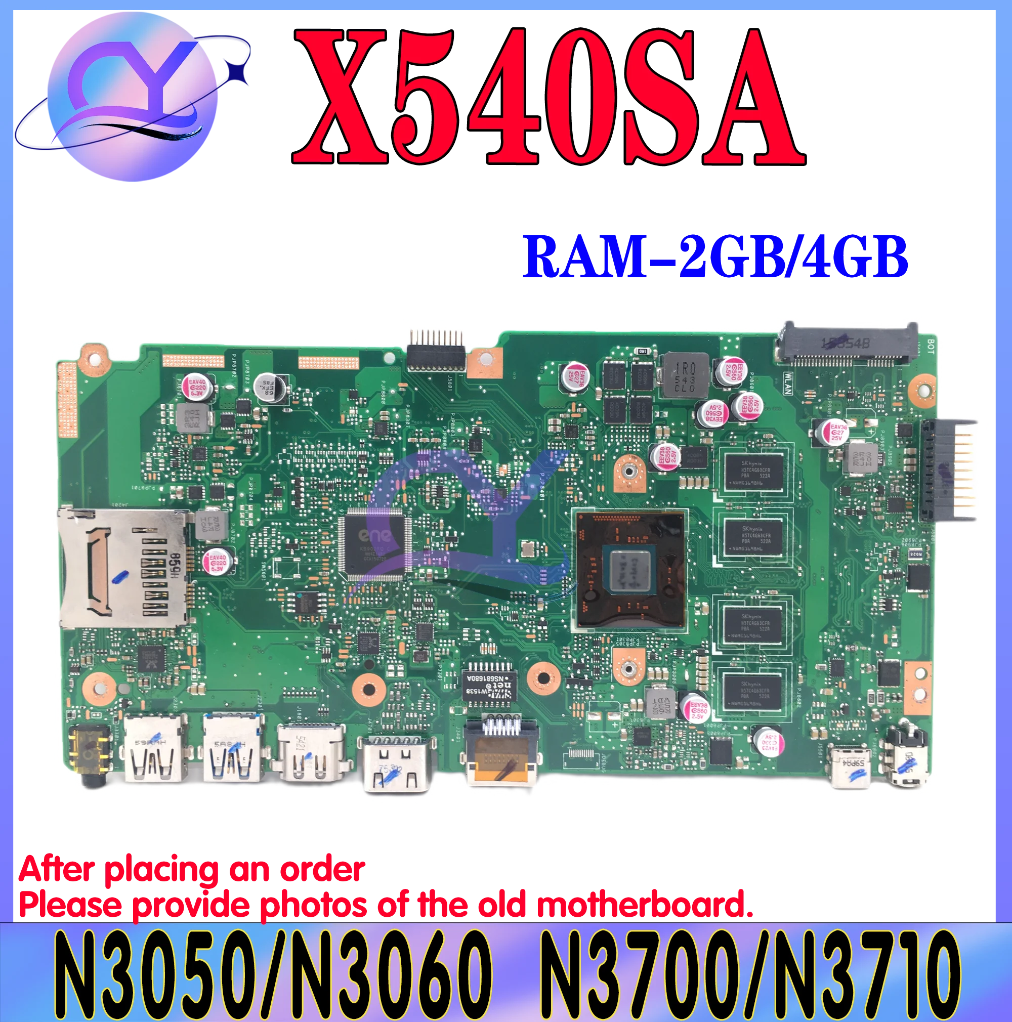 

X540SA Laptop Motherboard For ASUS PLACA X540SAA X540S F540S X540 REV 2.1 Mainboard N3050 N3700 N3710 CPU 2G/4GB/8G 100% OK