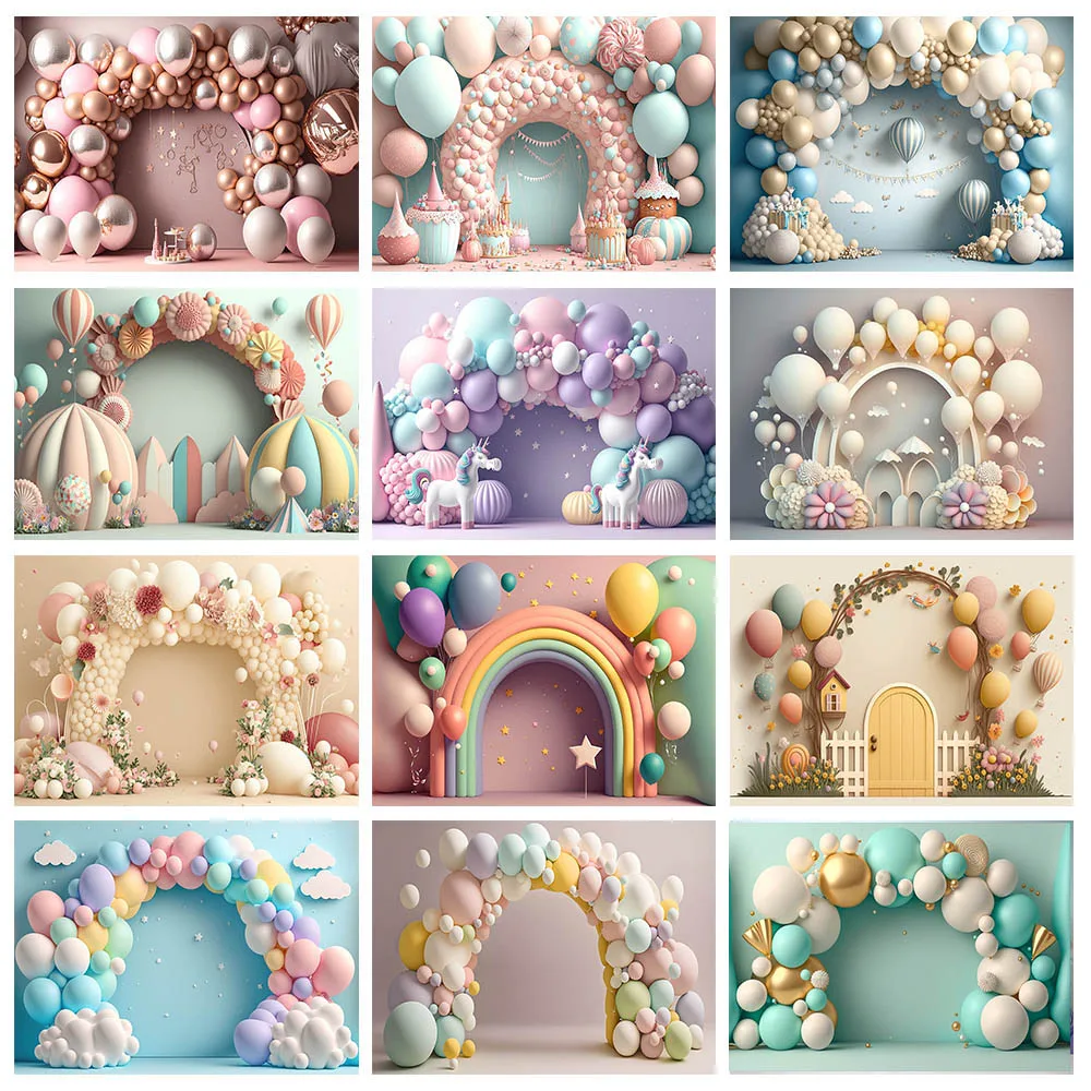 

Mocsicka Kids Backdrop Arch Balloon Baby 1st Birthday Party Decor Boy Girl Cake Smash Portrait Background Photocall Photo Studio