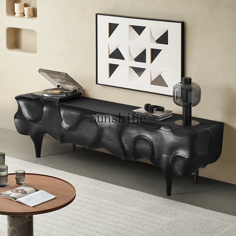 

Nordic retro floor TV living room home storage design creative high-end solid wood side cabinet