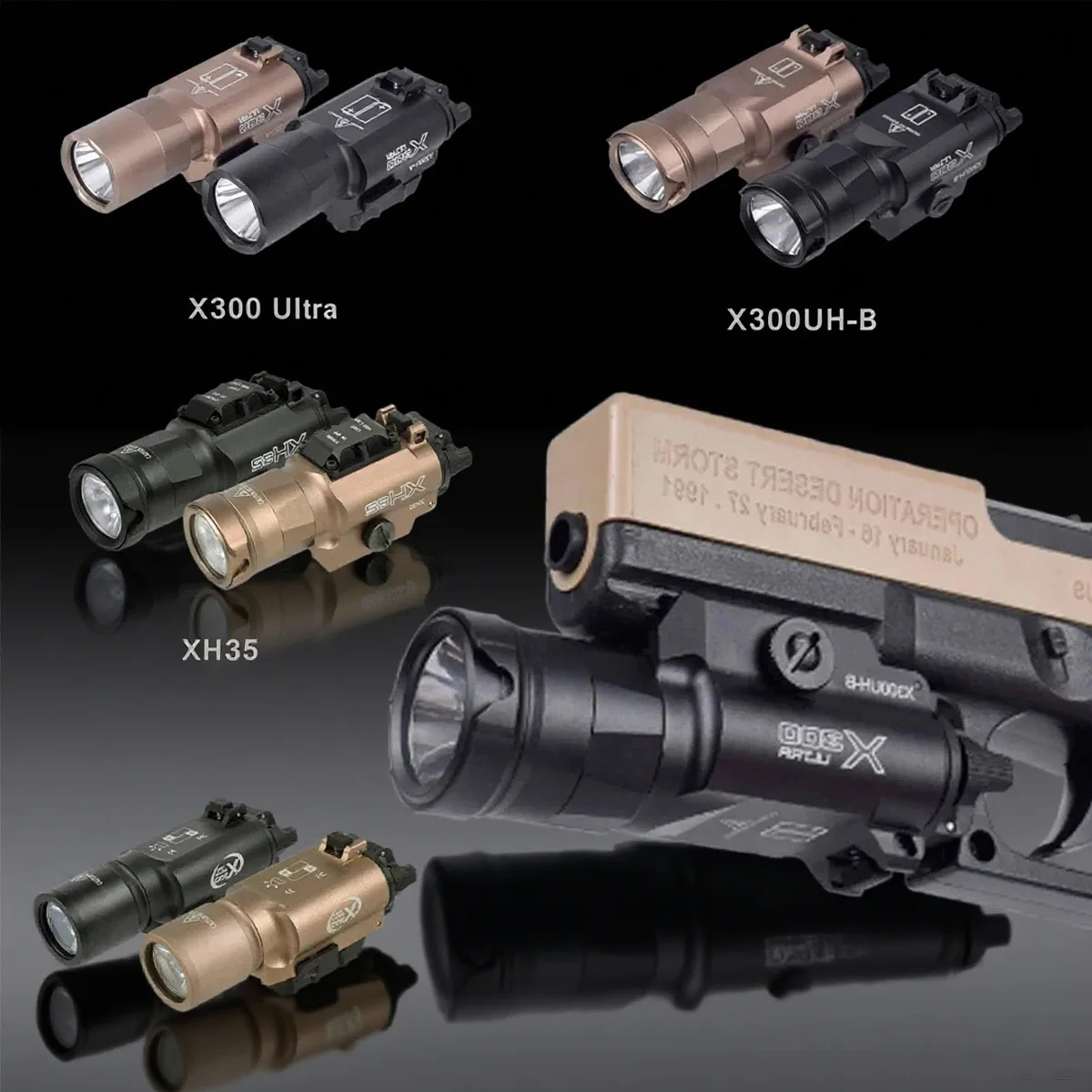 

Tactical Surefir X300 Ultra X300U X300V XH35 Metal Pistol Gun Strobe LED Light Fit 20mm Rail Airsoft G17 G19 Weapons Lights