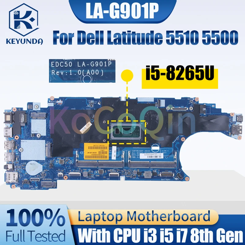 

LA-G901P For Dell Latitude 5510 5500 Notebook Mainboard 0F9GJ4 0J16NW i3-8145U i5-8365U i7-8665U Laptop Motherboard Full Tested