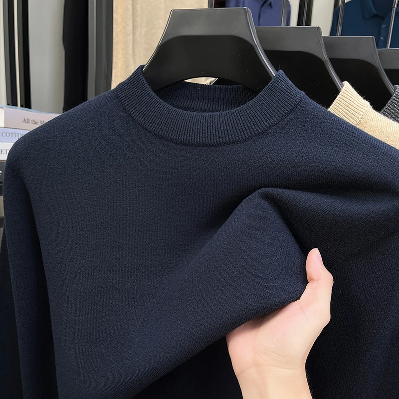 سترة محبوكة للرجال ذات جودة عالية بلون سادة موضة جديدة خفيفة الوزن ومريحة للخريف والشتاء كاجوال متعددة الاستخدامات برقبة دائرية #2