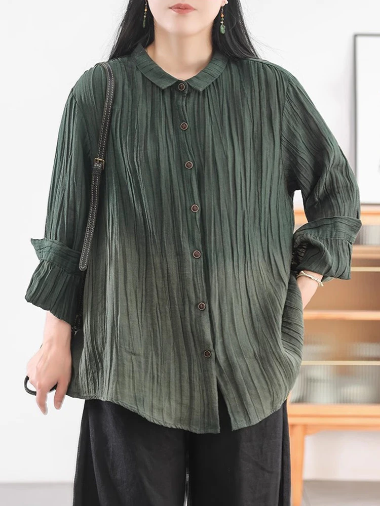 

100% льняная женская повседневная рубашка с длинным рукавом, Новое поступление, осень 2022, винтажный стиль, однотонные свободные женские повседневные топы, рубашки T695