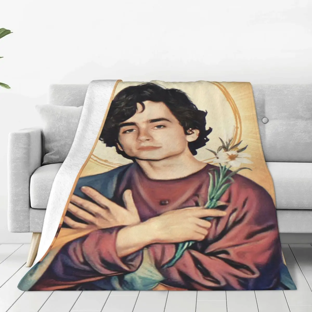 

Timothee Chalamet As Jesus Flannel Blanket Christianity Funny Super Warm Bedding Throws for Bed Picnic Bedspread Sofa Bed Cover