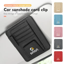Leather Car Sun Visor Glasses Bracket Sunglasses Card Pen Holder For Smart Fortwo 451 450 453 Forfour Cabrio Crossblade ROADSTER