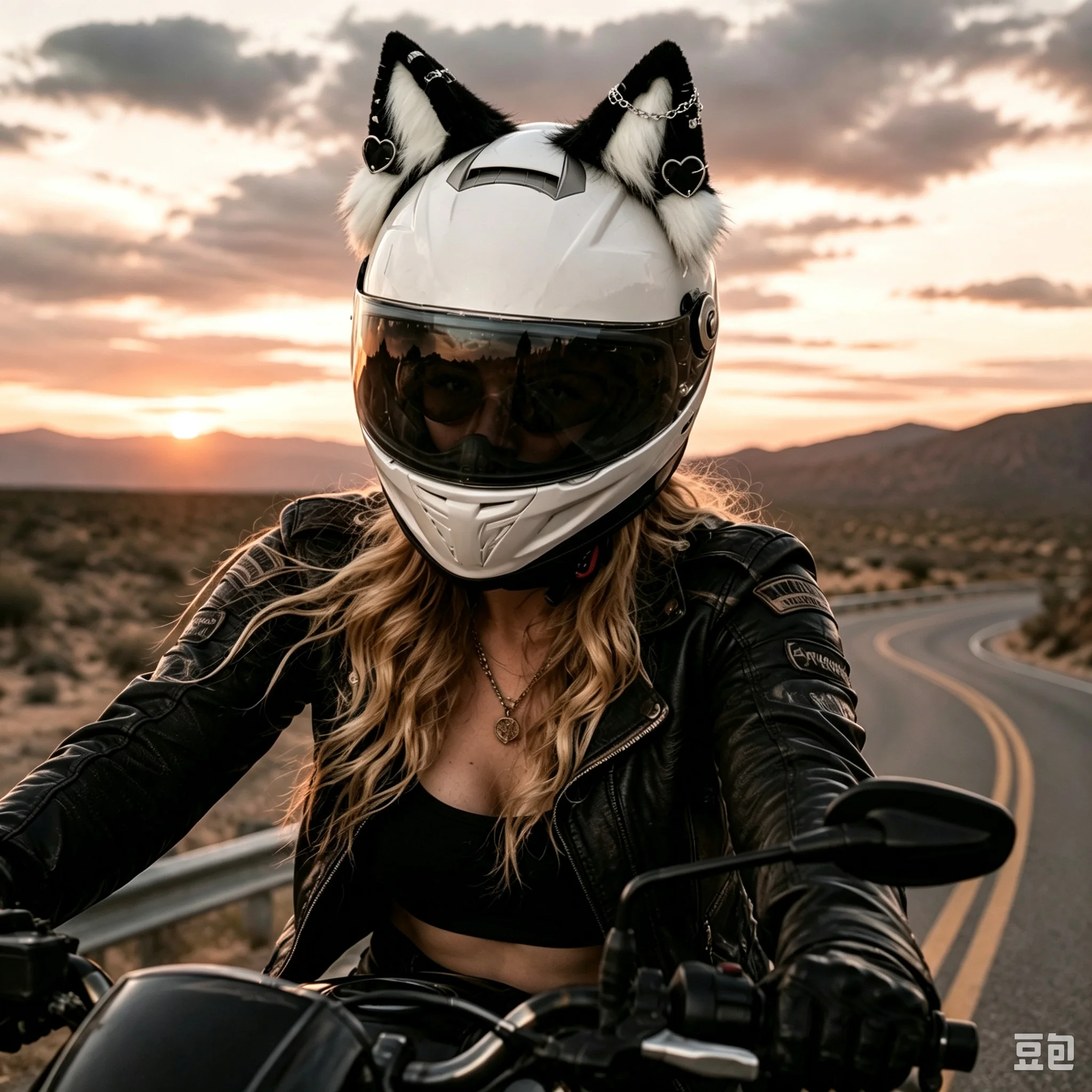 Image of Abnehmbare Punk-Plüsch-Katzenohren als Helm-Accessoires, mehrfarbige flauschige Tierohren-Verzierung für Motorrad- und Rollerhelm-Dekoration