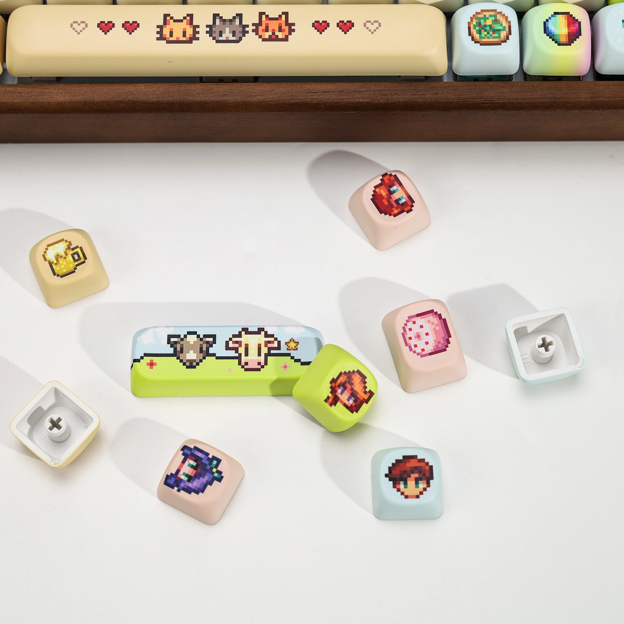 KBDiy Stardew Valley Themen-Keycaps Niedliche Anime Retro PBT KOA MOA Profil Alice ISO Tastenkappen Maßanfertigung für 60% Gamer Mechanische Tastatur – Detail 3