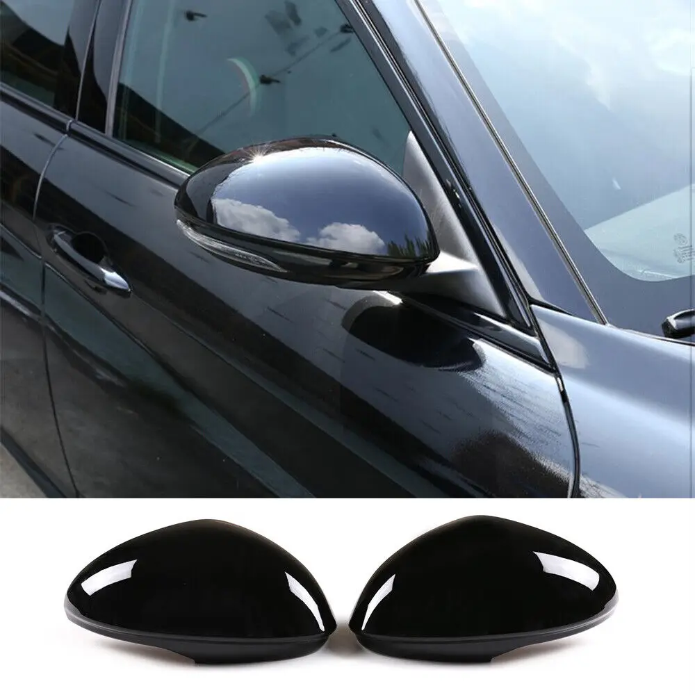 

ABS Glossy Black Side Rearview Mirror Caps Cover For Alfa Romeo Giulia 2017-2022