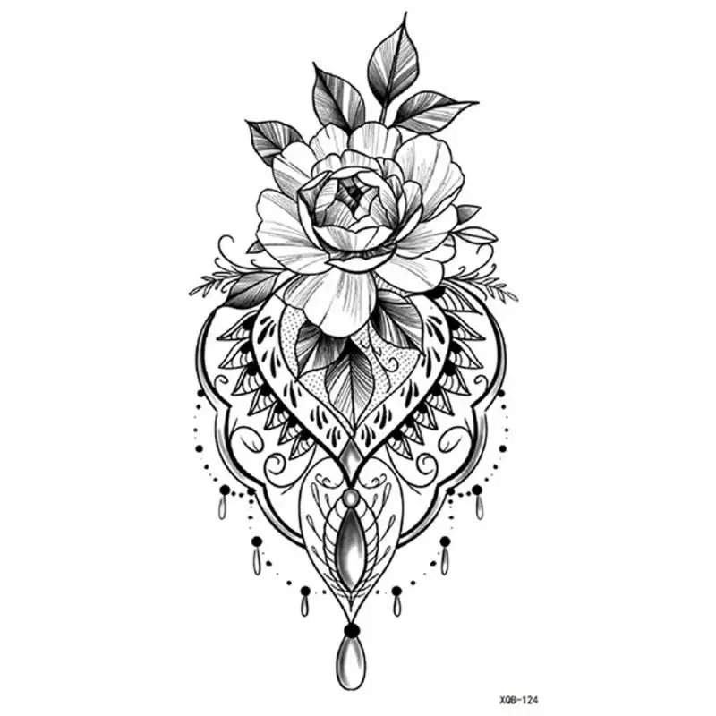 Waterproof Temporary Tattoo Sticker 3D Lace Rose Flower Tattoos Line Lotus Body Art Arm Fake Sleeve Tatoo Women Men