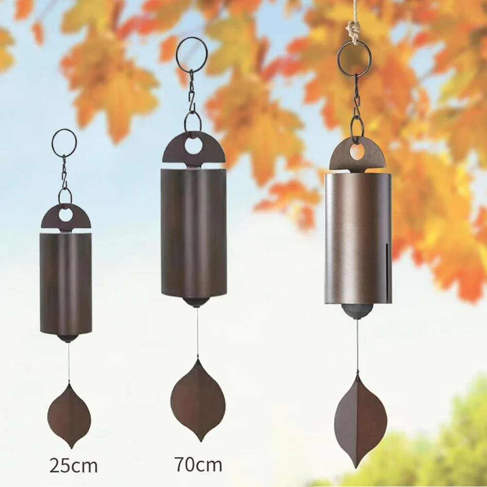 Outdoor Retro Leaves Wind Chimes Resonance Metal Deep Tone Cylinder Copper Windchimes Serenity Bell Wall Hanging Home Decoration