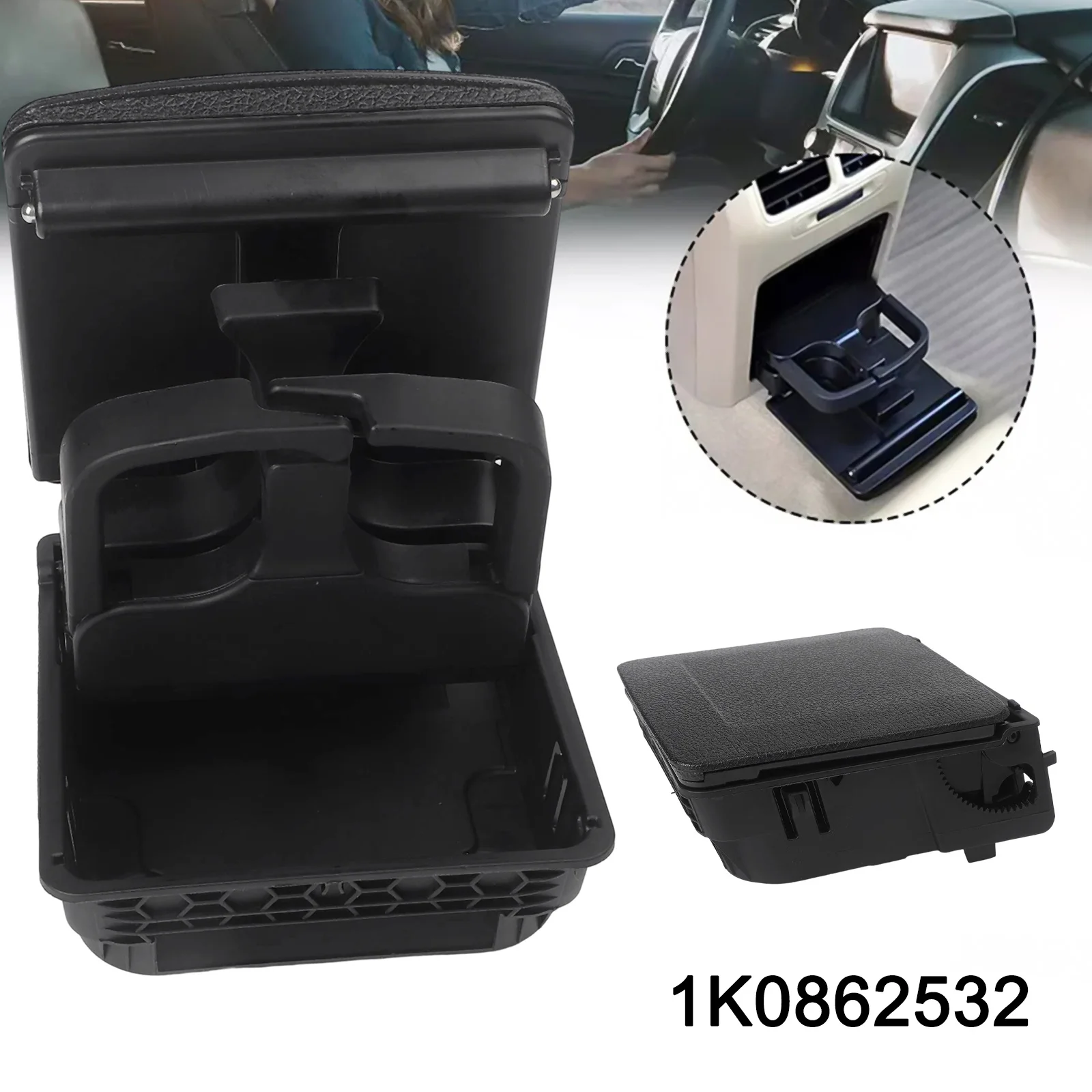 Car Armrest Holder Center Console Cup Holder Number Of Cups 2 High Reliability OEM Part 1K0862532F Auto Interior Cup Holder Trim
