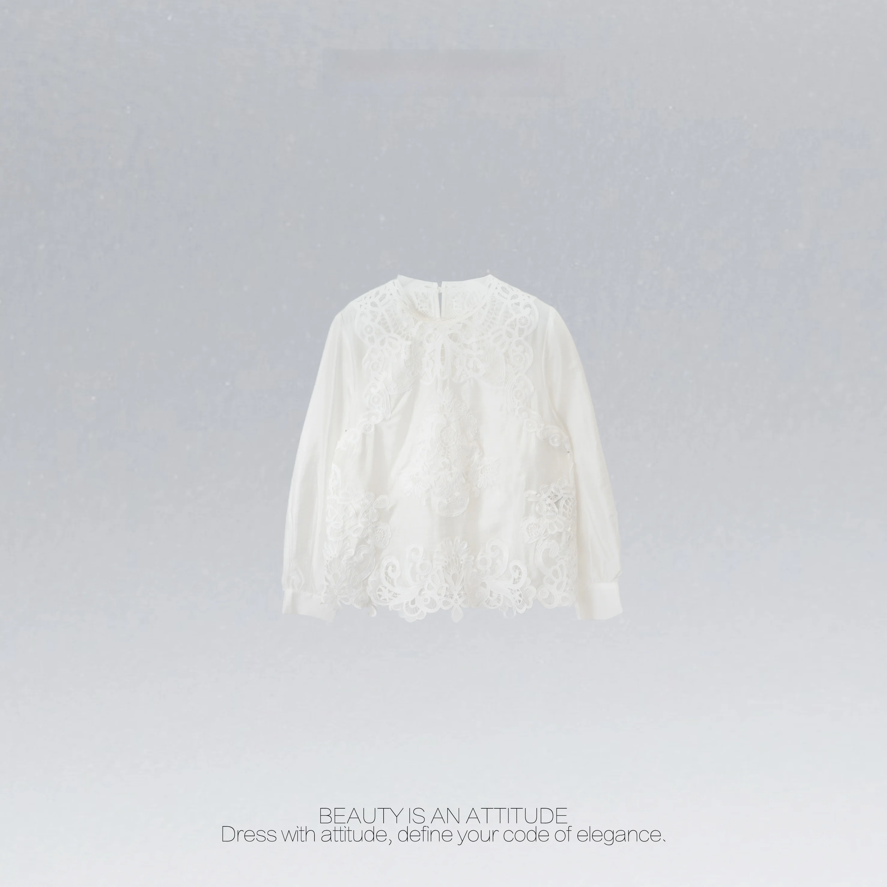 

Elegant Hollow out Design Long Sleeve round Neck Lace Shirt Slim Fit Women's Premium Fashion Spring Collection 2026