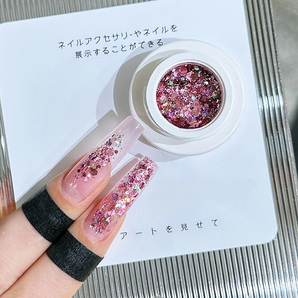 Summer Pretty Pink Green Blue Nail Sequins Glitter Glue Radiant Burst Flash Popular Fairy Nail Polish Glue Gel Paint Nail Art