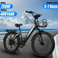 Electric Bicycle 750W Brushless Motor 48V14AH Lithium Battery Aluminum Alloy Electric Bike 26-In Tire All Terrain Aldult E-bike