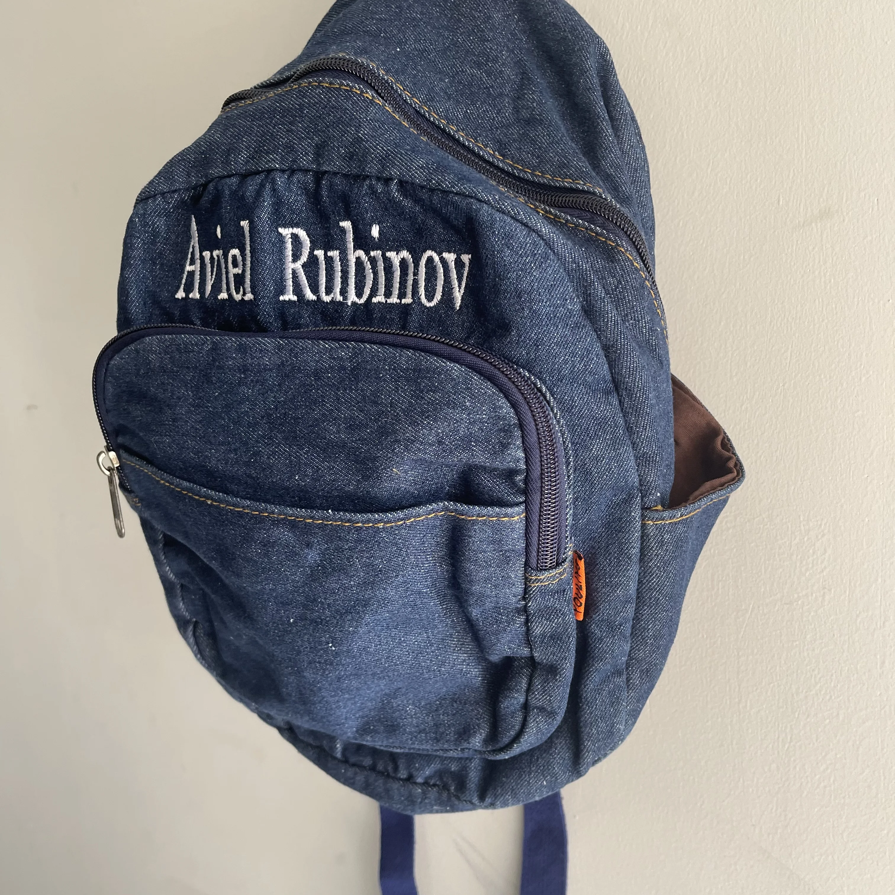 Women Denim Backpack Custom Embroidered Name Student Outgoing Shoulder Bag Personalized Simple Denim Small Backpacks Unique Gift