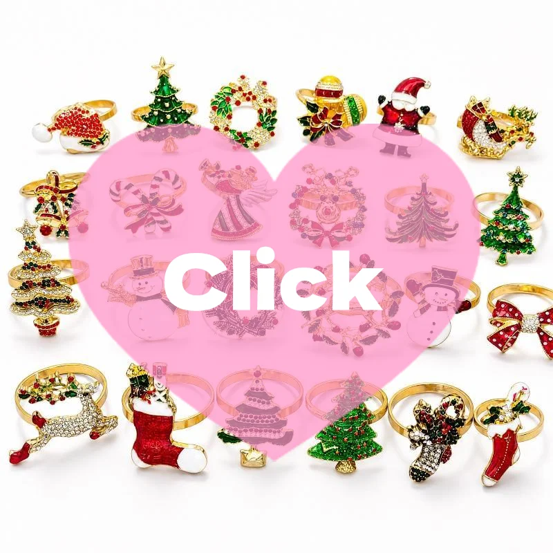 6Pcs Xmas Napkin Holder Rings Wreath Christmas Napkin Rings For Holiday Party Dinner Table Decoration