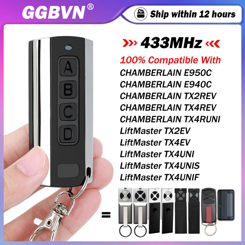 For LiftMaster TX2EV TX4EV TX4UNIF TX4UNI CHAMBERLAIN E950C E940C TX2REV TX4REV TX4RUNI 433MHz Gate Remote Control Transmitter