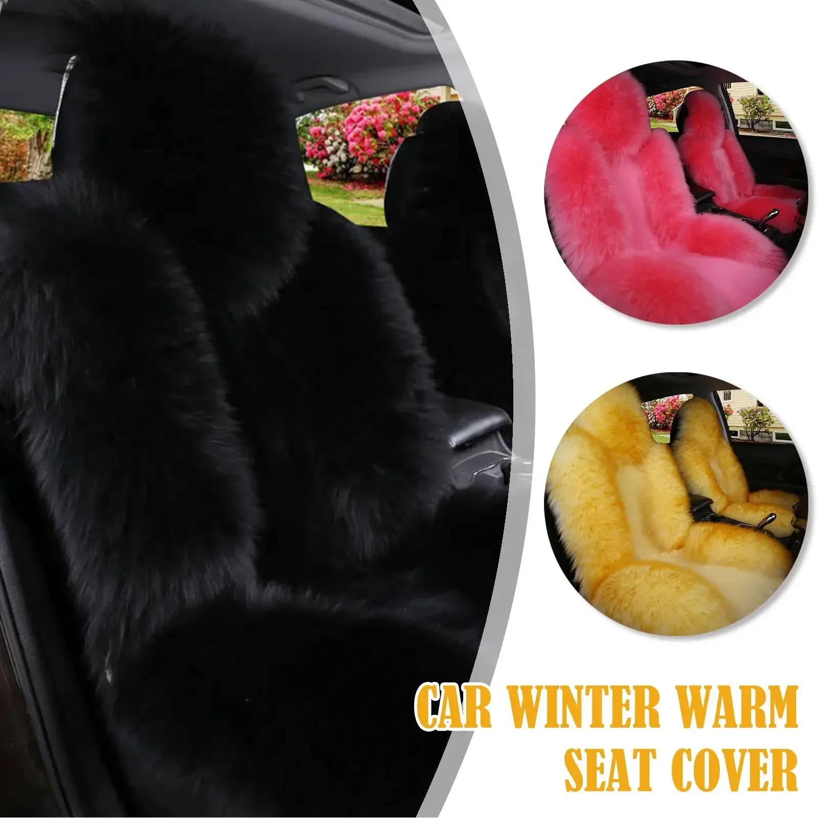 Universal Car Winter Wool Warm Front Seat Cover Luxury High Quality Australian Fur Seat Cushion Auto Interior Accessories