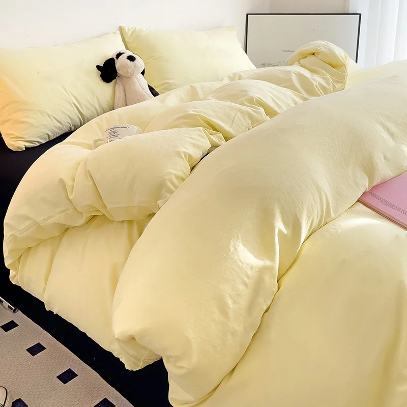 2025 New Simple Pure Color Washed Cotton Single Quilt Cover Skin Friendly Breathable Spring and Summer Duvet150x200 220x240
