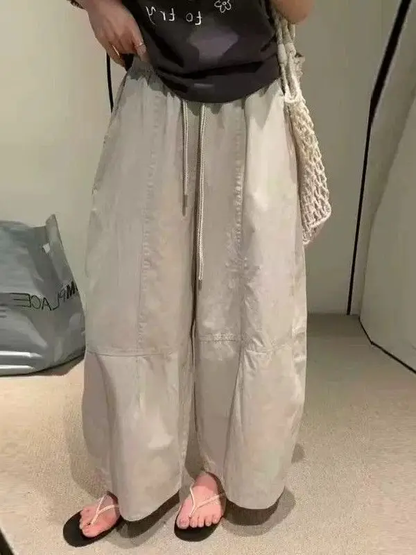 Quick Dry High Waist Wide Leg Pants Women's Summer Thin Straight Cut Slimming Pants Casual Loose Fit Trousers