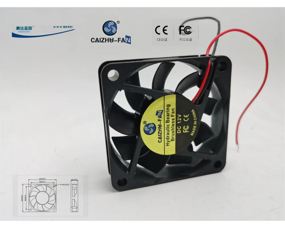 New CAIZHU DC Brushless 6015 Hydraulic Bearing 6CM Cm 12V0.17A Chassis Cooling Fan 60*60*15mm