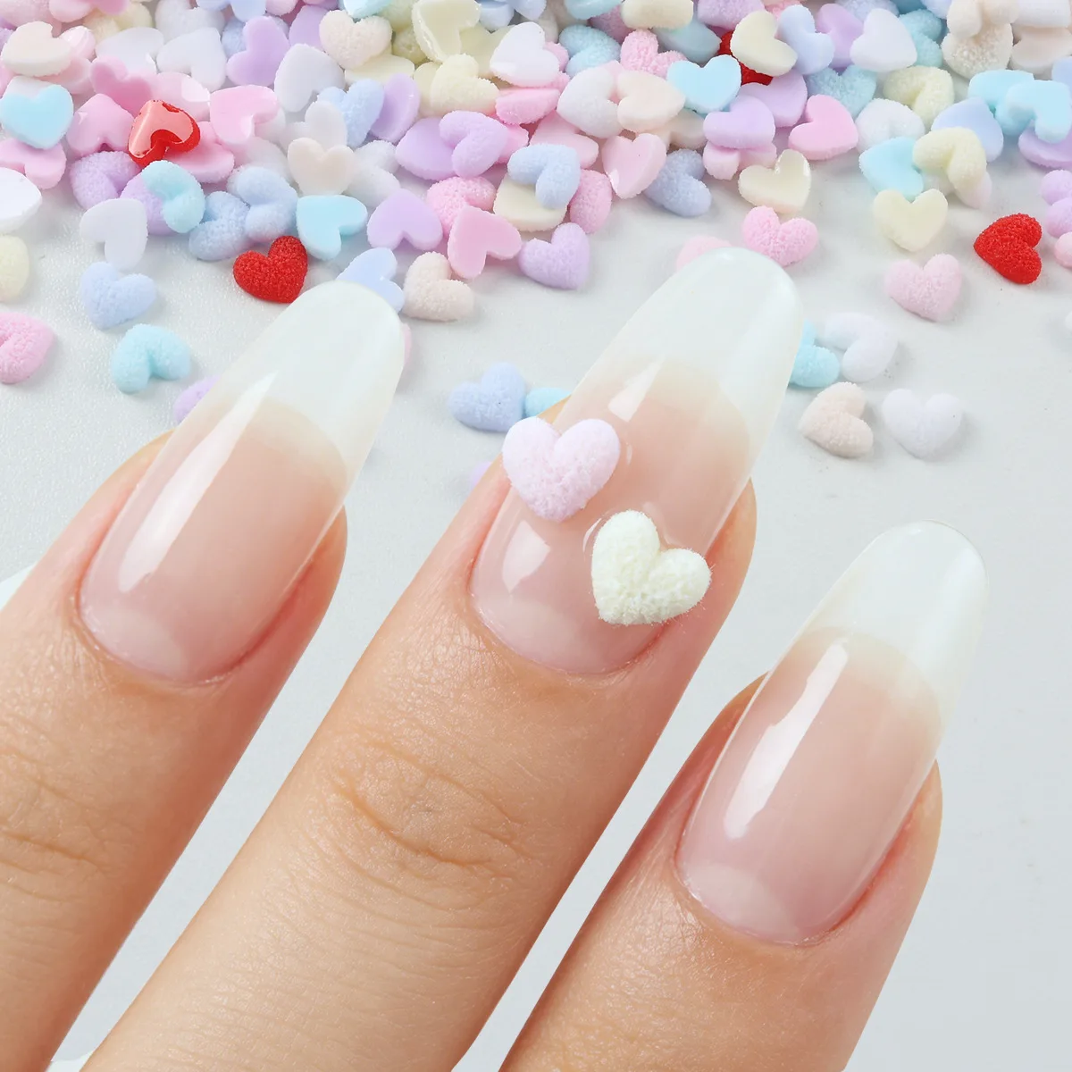 

50PC Frosted 3D Acrylic Nail Art Love Heart Charms Accessories Resin Parts For Manicure Decor Nails Decoration Supplies Material