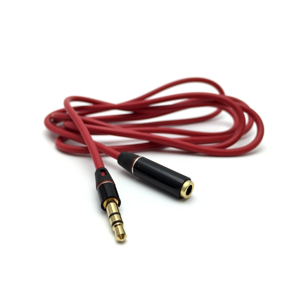 USB Red Audio Extensão Cabo, Fone de ouvido, 3,5mm, macho para fêmea, 1m