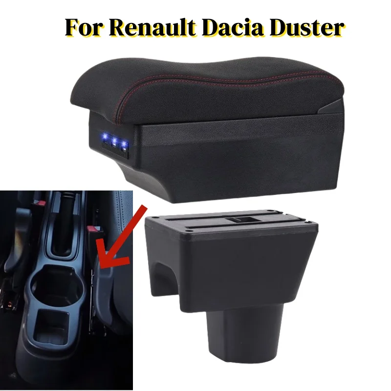 Armrest Box For Renault Dacia Duster II For Renault Dacia Duster 2 2010-2019  Leather Arm Rest Center Console Storage USB