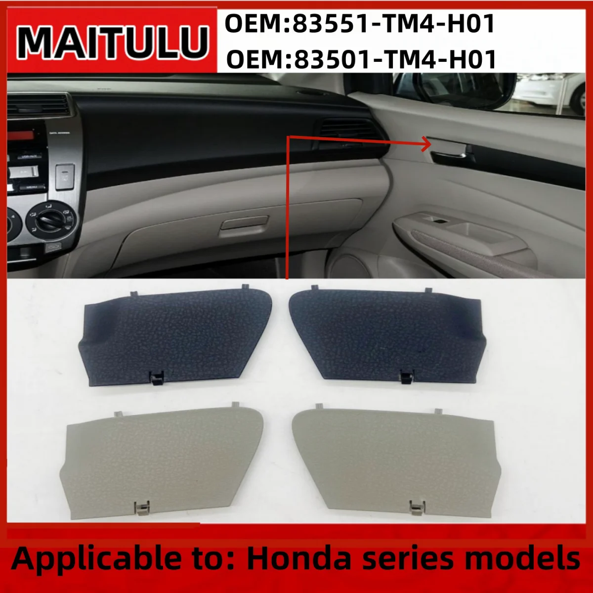 

Grey interior handle cover Door handle cover for Honda Sidi Fan CITY 2009 2010 2011 2012 2013 2014 83551TM4H01ZA Black