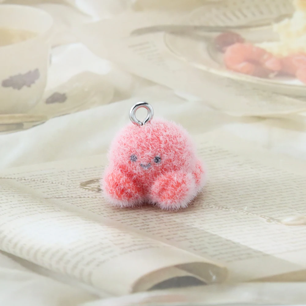 

WZNB 2pcs Resin Flocking Three-dimensional Cute Octopus Pendant Can Be Used For DIY Keychain NecklacePendant Accessories