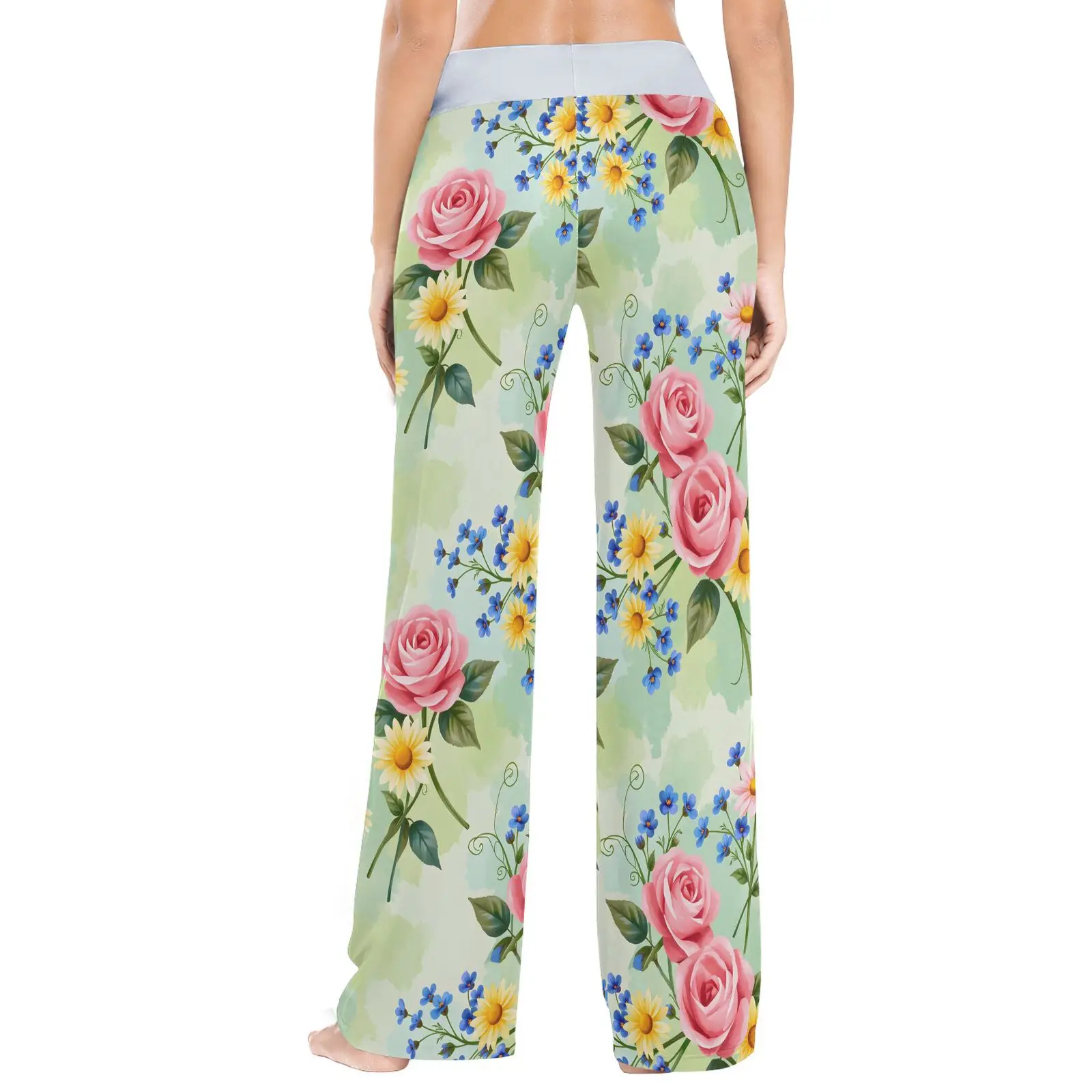 Pantaloni lunghi da donna con fondo per il sonno con coulisse, taglia ampia, pigiama per la casa, stampa rosa, pantaloni casual, moda primavera estate, indumenti da notte