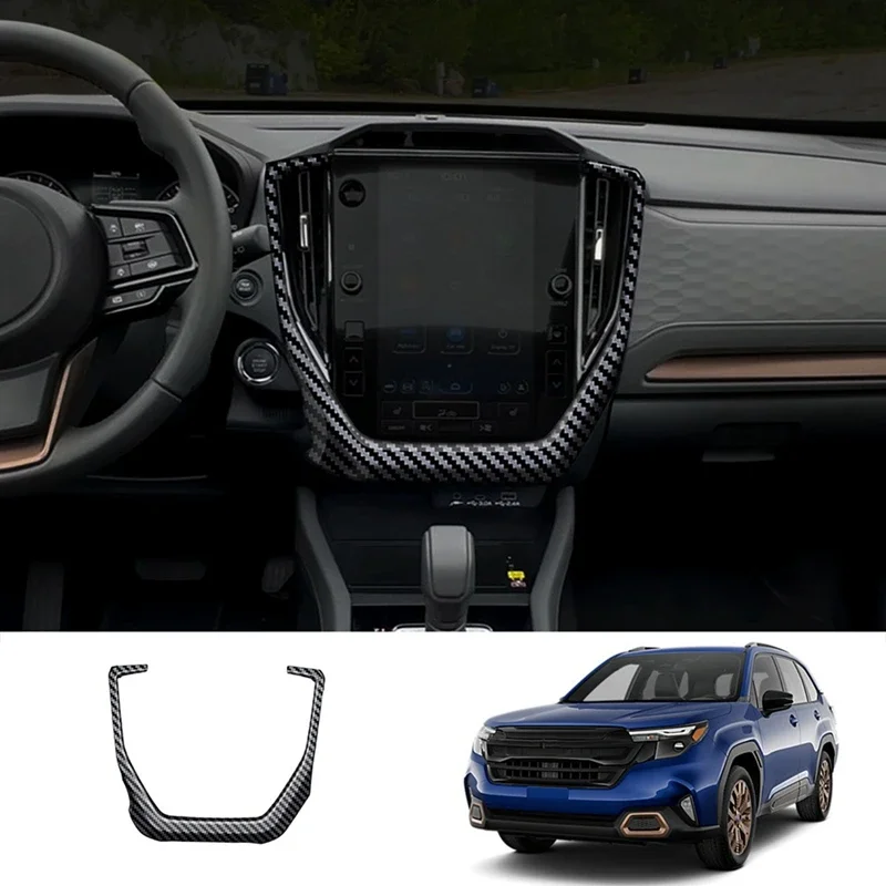 

Car Navigation Screen Trim Frame Dashboard Strips For Subaru Forester 2025 Interior Accessories Carbon Fiber Pattern