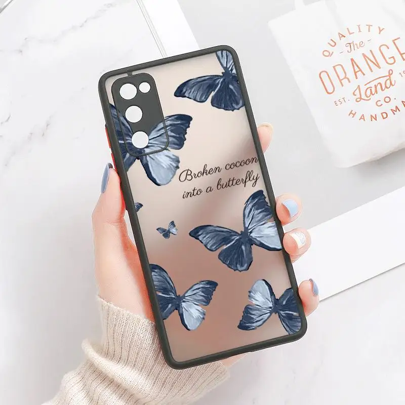 Fasion Simple Butterfly Matte Case for Galaxy A13 A33  A23 A04 A04E Protective  Fundas Translucent Cover Coupe