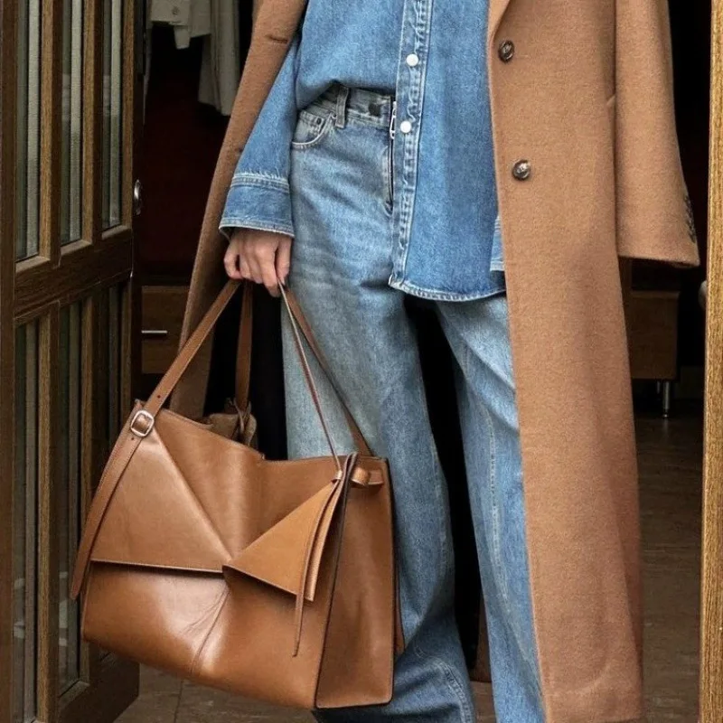 

FIRMRANCH Special Folding Shirt Collar Design European/American Large Capacity Trend Tote Ladies Shoulder Bag