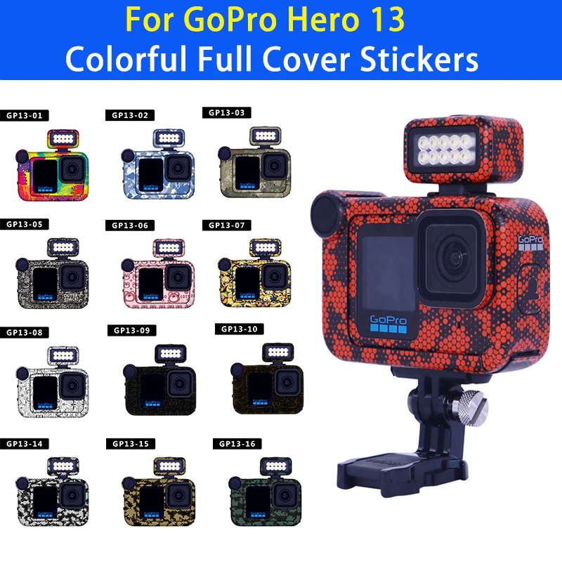 For GoPro Hero 13 Sports Camera Stickers Waterproof Anti-scratch Colorful Protective Film Personality Refit Decal Skin Accessory