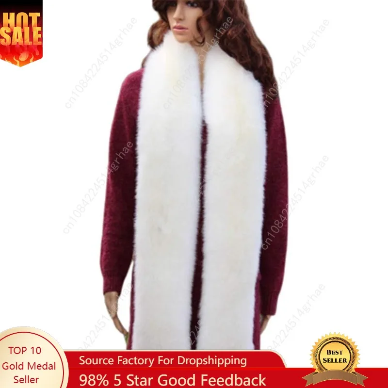 طويل الرجال النساء فو الفراء طوق شتاء دافئ التفاف سرق وشاح شال تتغاضى #1