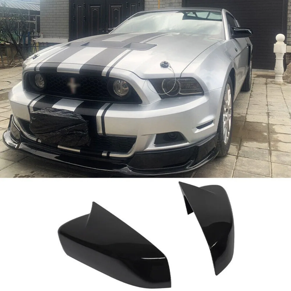 

Suitable for Ford Mustang 2009 - 2014 Glossy Black Horn Mirror Cover Decoration 2 Pieces -