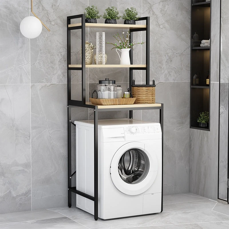 Balcony washing machine rack, floor-to-ceiling storage shelf, locker above the toilet, drum pulsator automatic double-cylinder