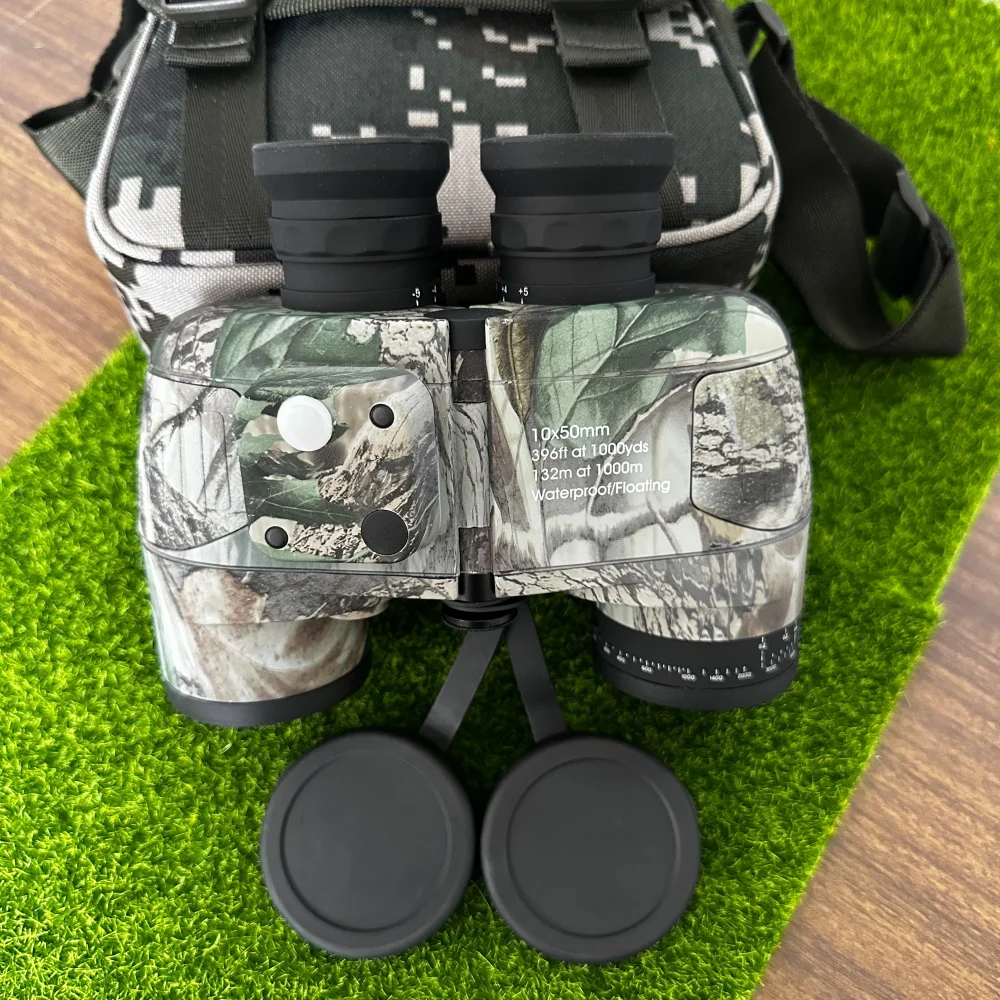 10x50 Marine Binoculars with Internal Compass Rangefinder BAK4 Prism Waterproof Floating Military Telescope for Hunting Boating
