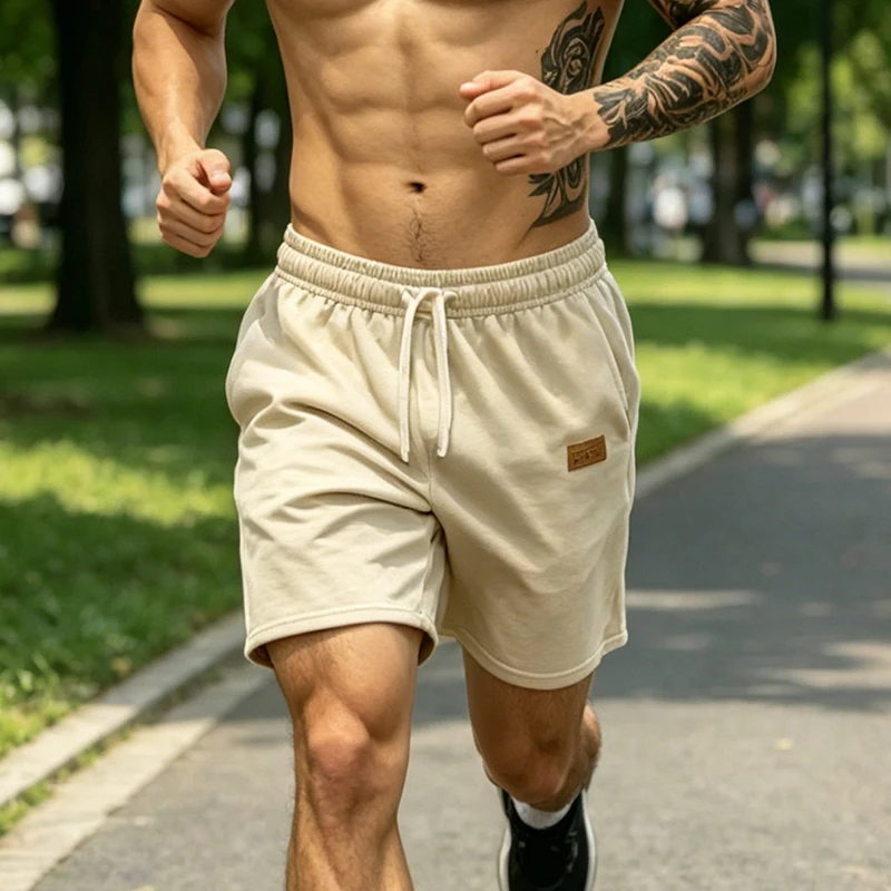 

Men's Summer Sports Shorts Breathable Oversized Loose Solid Color Casual Jogging Fitness Drawstring Elastic Waist Shorts Men