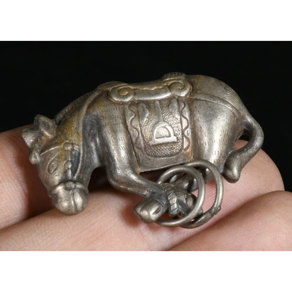 

1,5 ''старая китайская династия, бронза, серебро, фэншуй, лошадь, животное, фэншуй, амулет, статуя, украшение дома, скульптура, подарок для друга