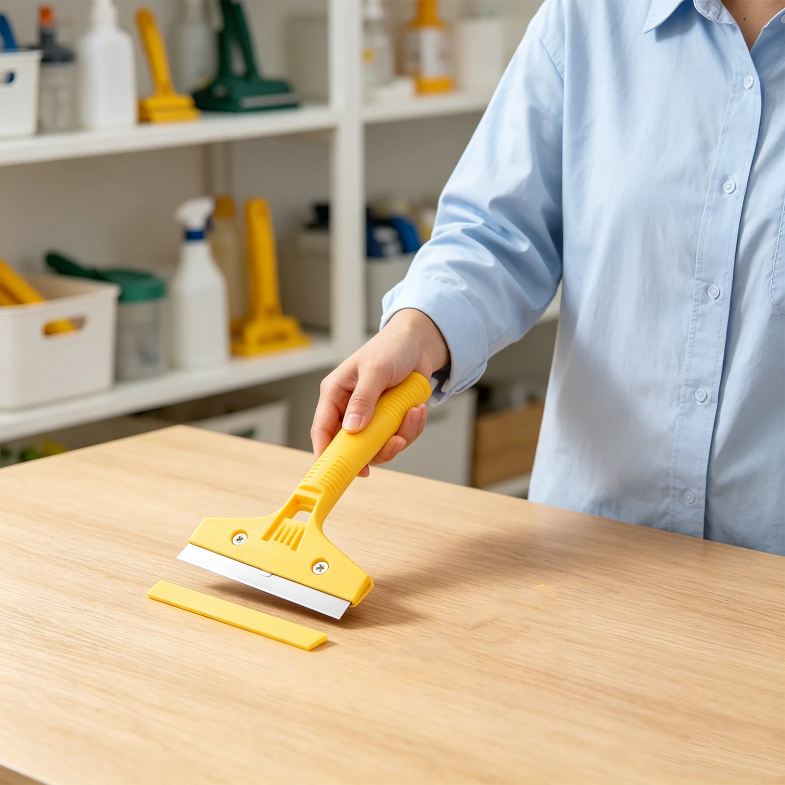 Plastic Scraper, Multi-Purpose Scraper for Removing Vinyl Decals Stickers Adhesive Residue Kitchen and Bathroom Cleaning Tool