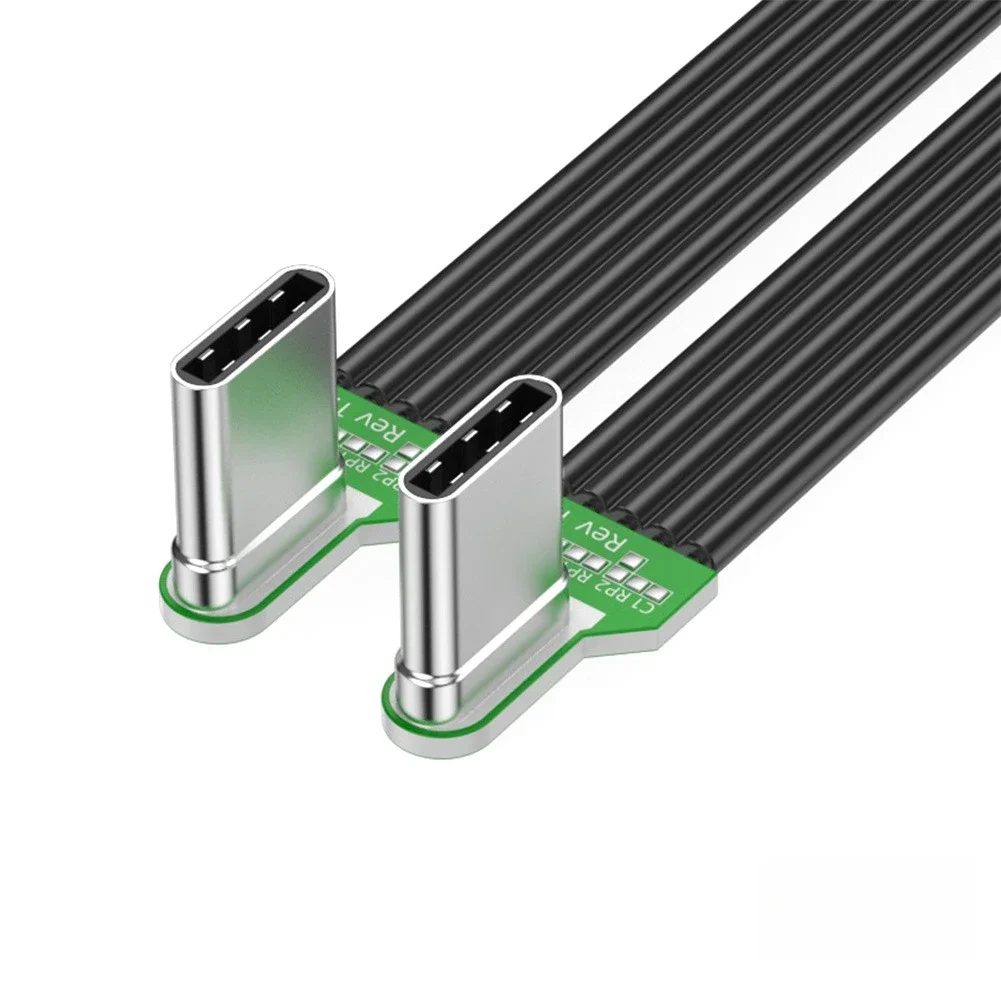 65W Schnellladung 2.0 Datenübertragung Datenkabel Flexibles Flaches Silikon USB-C zu USB-C Kabel Links/Rechts Gewinkelt für Kamera-Handys