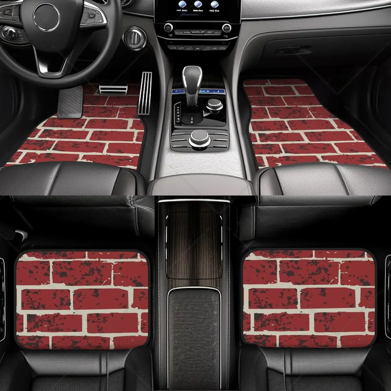 

Car Floor Mats Full Set, Universal Brick Brick Tile Waterproof Front Automotive Carpet for Truck SUV 4PCS