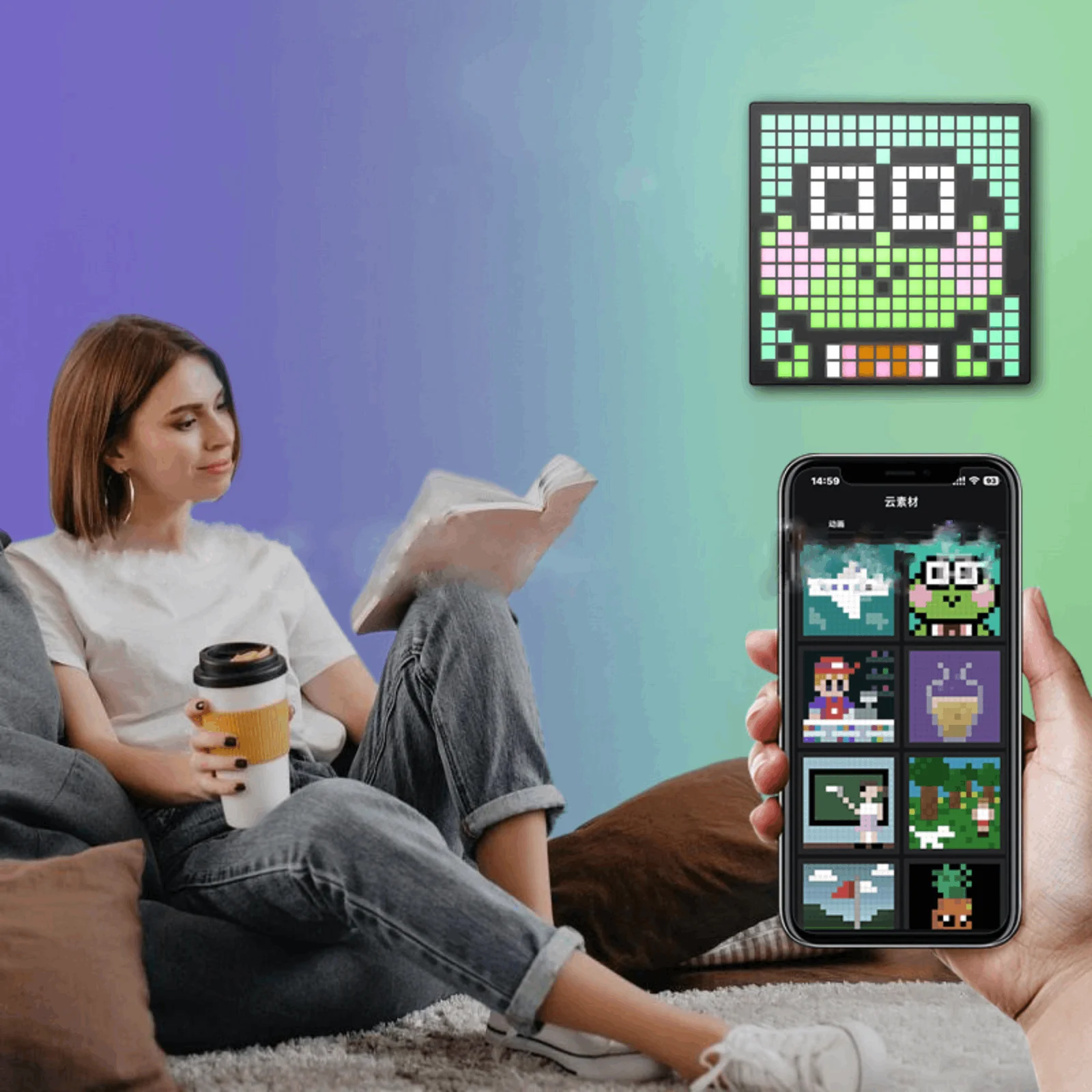 Mosaic Bluetooth Pixel Screen Pixel Art Frame Diy Retro Table Led Creative Pixel Picture Frame Animation Pixel Clock Screen