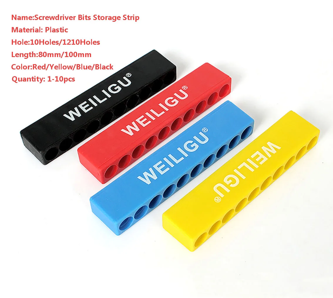 1-10pcs 10/12 Hole Hexagon Handle Storage Bar Tool Accessories 1/4 (6.35mm) Screw Bit Sleeve Head Induction Color Storage Bar