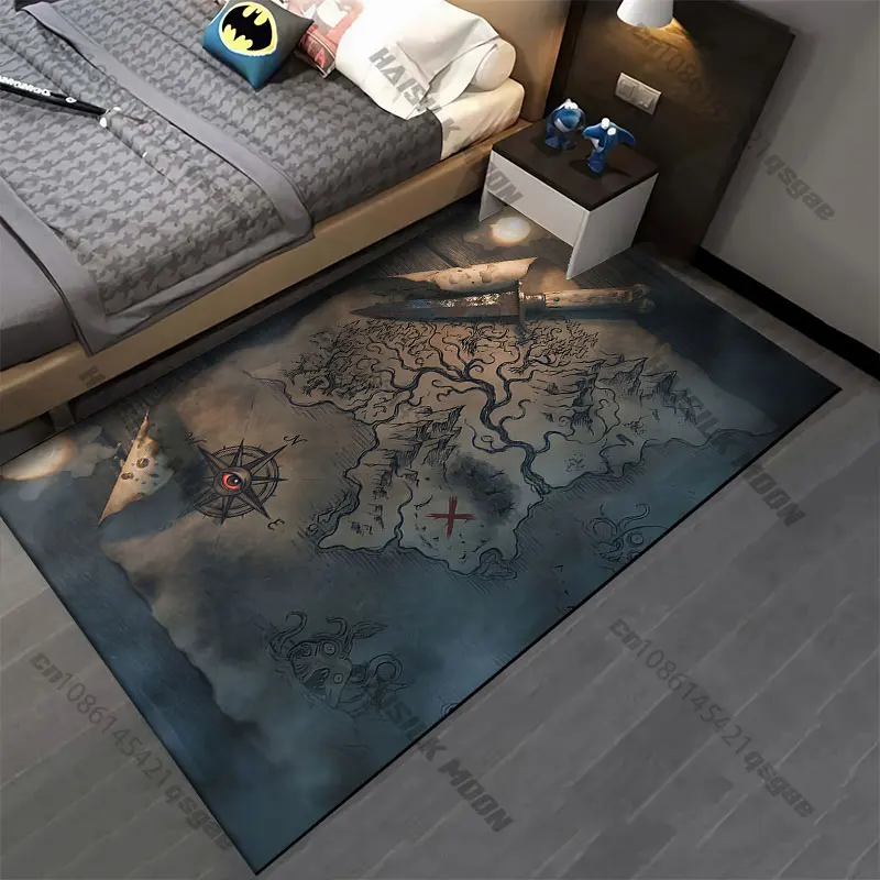 Enigmatic treasure map adventure carpet Yoga living room room decor children's crawling mat doormat area rug games mat