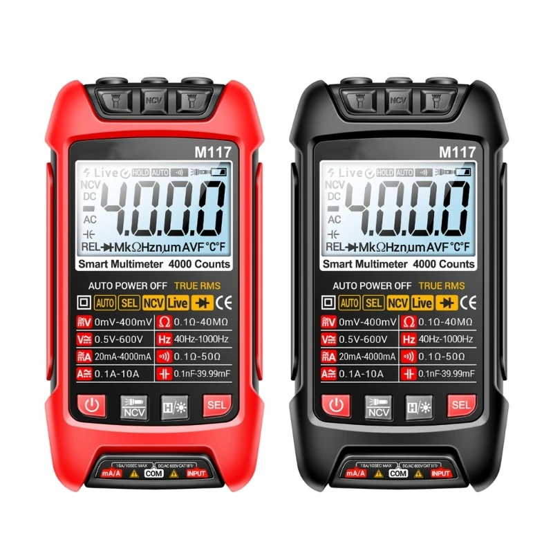 Multimeter Tester, 4000Counts Voltmeter Auto Ranging Ohmmeter Voltages Resistance Continuitys NCV Live Wire Test